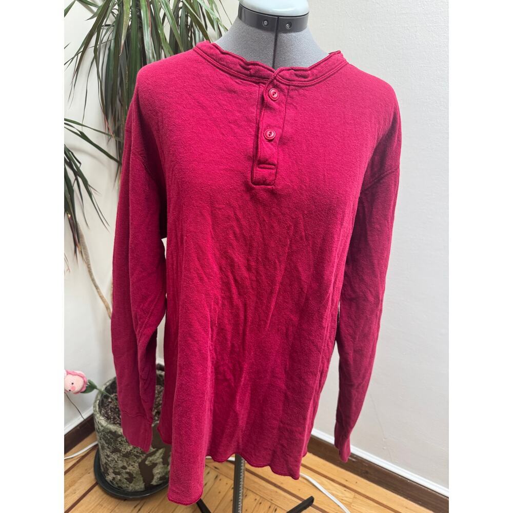 VTG L.L. Bean River Driver’s Shirt - Made in USA - Wool Blend Henley - Red L